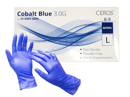 Перчатки нітрилові Ceros Cobalt Blue 3р. L 15747 фото